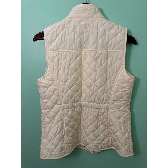 Talbots Quilted White Sleeveless Vest With Snap Buttons & Pockets  24" Length - Picture 4 of 9